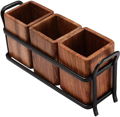 WoodBazaar Empty Cutlery Holder Case(Brown  Holds 50 Pieces)