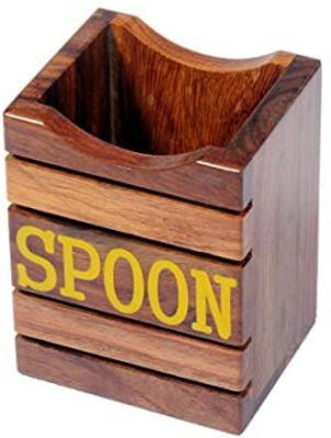 WoodKit Kitchenware Empty Cutlery Holder Case(brown  Holds 4 Pieces)