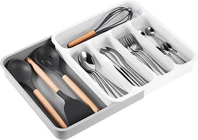 divinezon Empty Cutlery Holder Case(White  Holds 48 Pieces)