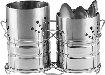 HEMSHIKA Empty Cutlery Holder Case(Silver  Holds 48 Pieces)