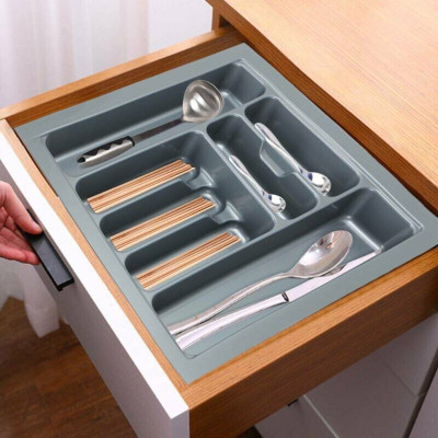 DBR Empty Cutlery Holder Case(Blue Gray  Holds 6 Pieces)