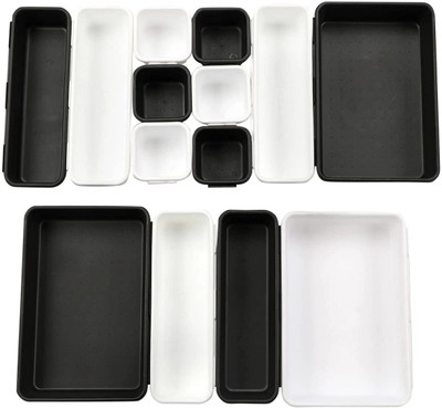 Cutting EDGE Empty Cutlery Box Drawer Case(Black, Yellow  Holds 14 Pieces)