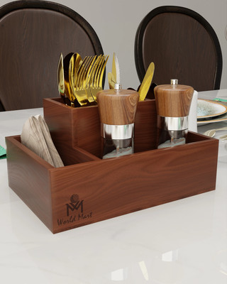 Woodsmith Empty Cutlery Holder Case(Brown  Holds 25 Pieces)