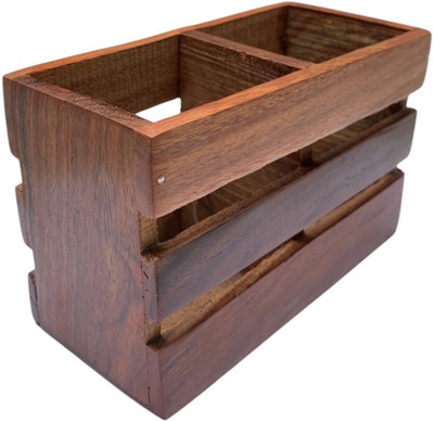 Groove Handicrafts Empty Cutlery Holder Case(Brown  Holds 20 Pieces)
