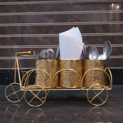 SIRAAJ Empty Cutlery Holder Case(Golden  Holds 20 Pieces)