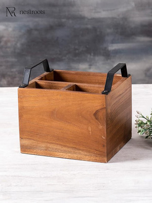 nestroots Empty Cutlery Holder Case(Brown  Holds 40 Pieces)