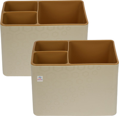 Heart Home Empty Cutlery Holder Case(Brown  Holds 15 Pieces)