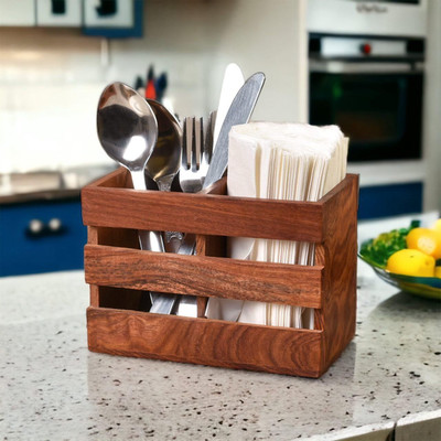 TFS Empty Cutlery Holder Case(Brown  Holds 20 Pieces)