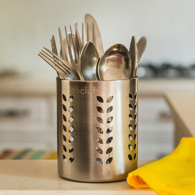 Kombuis Kitchenware Empty Cutlery Holder Case(Silver  Holds 30 Pieces)