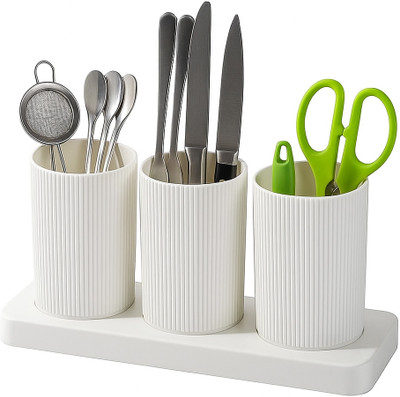 DIHOK Empty Cutlery Holder Case(WHITE  Holds 40 Pieces)