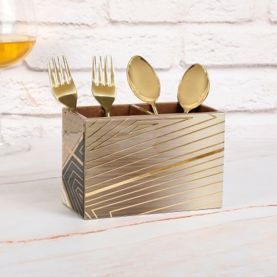 The Home Co Empty Cutlery Holder Case(Gold  Holds 20 Pieces)