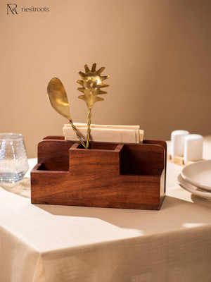 nestroots Empty Cutlery Holder Case(Brown  Holds 10 Pieces)