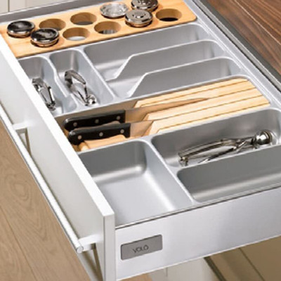Volo Empty Cutlery Box Drawer Case(Grey  Holds 50 Pieces)