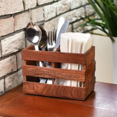 Remarkable Choice Empty Cutlery Holder Case(Brown  Holds 24 Pieces)
