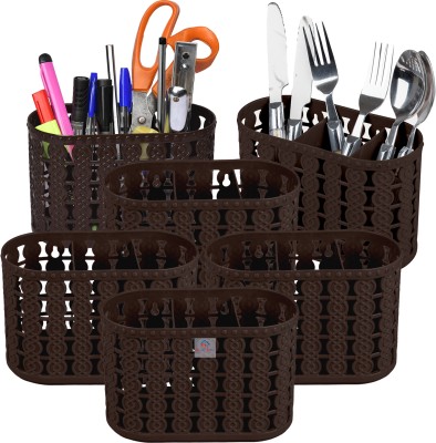 Heart Home Empty Cutlery Holder Case(Brown  Holds 6 Pieces)