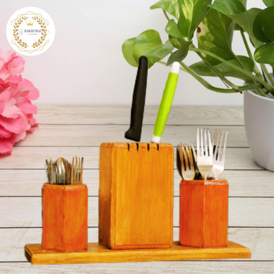 Rakhumai Arts And Crafts Empty Cutlery Holder Case(Teak  Holds 25 Pieces)