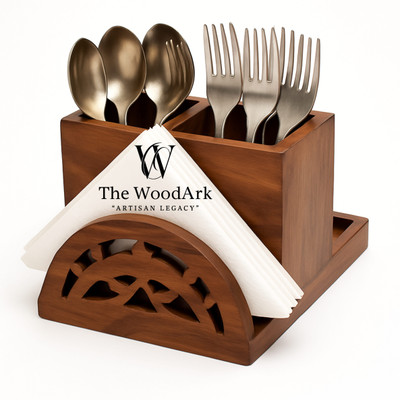 The WoodArk Empty Cutlery Holder Case(Brown  Holds 50 Pieces)