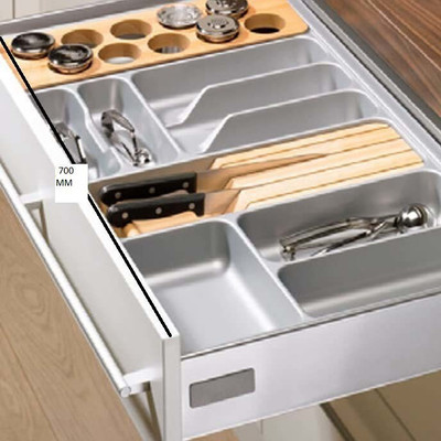Volo Empty Cutlery Box Drawer Case(Grey  Holds 80 Pieces)