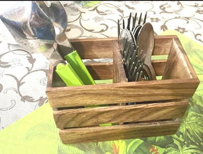 Shelter Empty Cutlery Box Case(Brown  Holds 12 Pieces)