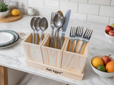 Kabi Aggro Empty Cutlery Holder Case(Wooden  Holds 45 Pieces)