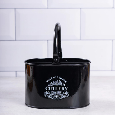 Metallure Empty Cutlery Holder Case(Black  Holds 25 Pieces)