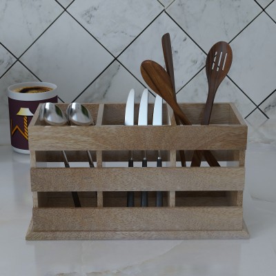 WoodenTwist Empty Cutlery Holder Case(Brown  Holds 12 Pieces)