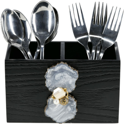 Cocktail Empty Cutlery Holder Case(Brown  Holds 24 Pieces)