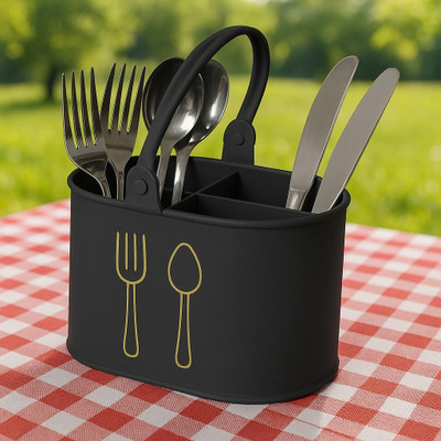 Tesot Empty Cutlery Holder Case(Black  Holds 24 Pieces)