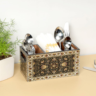 DULI Empty Cutlery Holder Case(Black  Holds 25 Pieces)