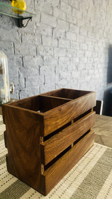 Enshrine Empty Cutlery Box Case(Brown  Holds 12 Pieces)
