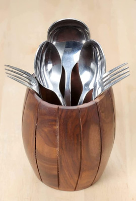 Voody Empty Cutlery Holder Case(Brown  Holds 20 Pieces)