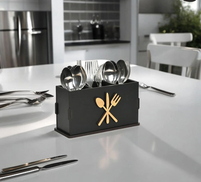 jenric Empty Cutlery Box Case(wooodn black  Holds 30 Pieces)