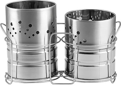 HAUMIKIE Empty Cutlery Holder Case(Silver  Holds 40 Pieces)