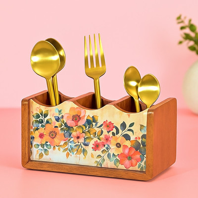 R2H Gallery Empty Cutlery Holder Case(Brown  Holds 20 Pieces)