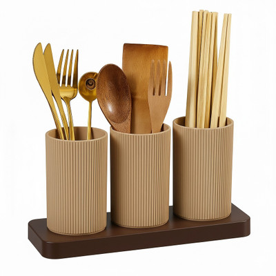 MAGICSPOON Empty Cutlery Holder Case(Brown  Holds 25 Pieces)