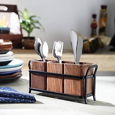 SWH Empty Cutlery Holder Case(Brown  Holds 20 Pieces)