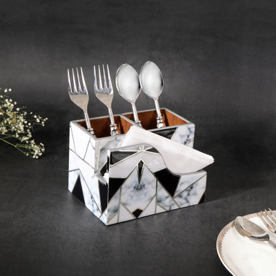 The Home Co Empty Cutlery Holder Case(Grey  Holds 20 Pieces)