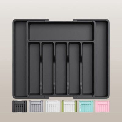 FLYUP Empty Cutlery Box Drawer Case(Black  Holds 8 Pieces)