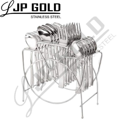 LJPGOLD Empty Cutlery Holder Case(Stainless Steel U Shape Cutlery Stand with 24 Spoons Stainless Steel Cutlery Set  Holds 24 Pieces)
