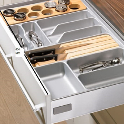 Volo Empty Cutlery Box Drawer Case(Grey  Holds 65 Pieces)
