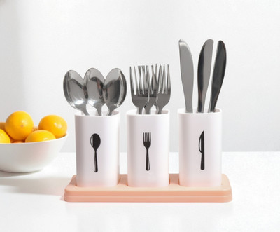 TASTIC Empty Cutlery Holder Case(ORANGE, WHITE  Holds 50 Pieces)
