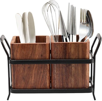 Xllent Empty Cutlery Holder Case(Brown, Black  Holds 24 Pieces)