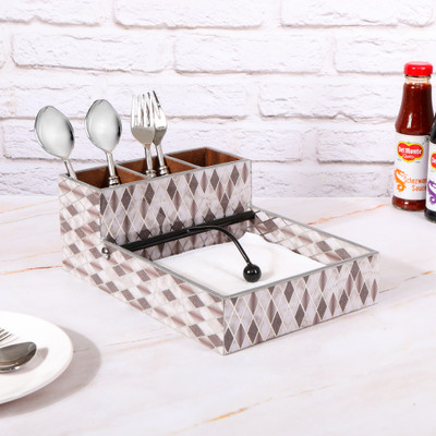 The Home Co Empty Cutlery Holder Case(Grey  Holds 20 Pieces)