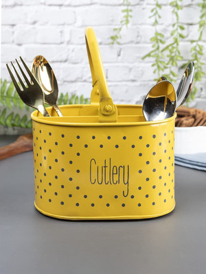 True Decor Empty Cutlery Holder Case(Yellow  Holds 52 Pieces)