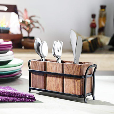 POGON Empty Cutlery Holder Case(Brown  Holds 24 Pieces)
