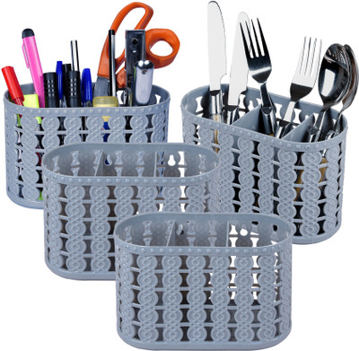 KUBER INDUSTRIES Empty Cutlery Holder Case(Gray  Holds 4 Pieces)