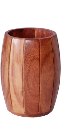 A S Trading Wold 1 Compartments wooden Pen Holder(Brown)