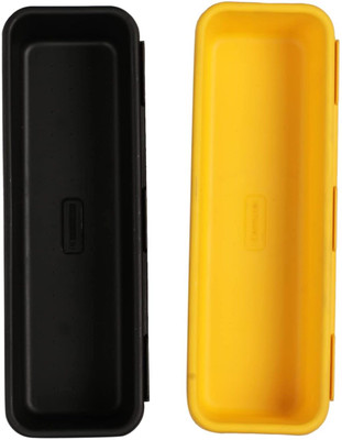 divinezon Empty Cutlery Holder Case(Black, Yellow  Holds 2 Pieces)
