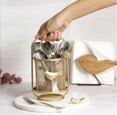 Wego Empty Cutlery Holder Case(Gold  Holds 24 Pieces)