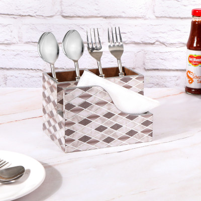 The Home Co Empty Cutlery Holder Case(Grey  Holds 20 Pieces)